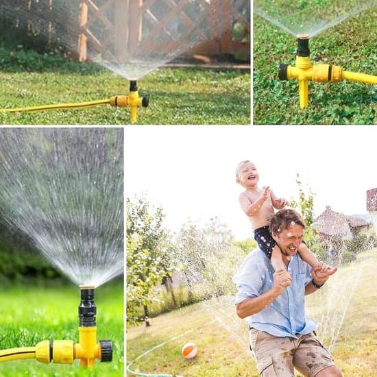 4 Lawn Sprinklers with Eight 1/4 Inch Water Inlets, 360 Degree Rotatable, Adjustable Garden Sprinkler, Automatic Irrigation System with Quick Connector