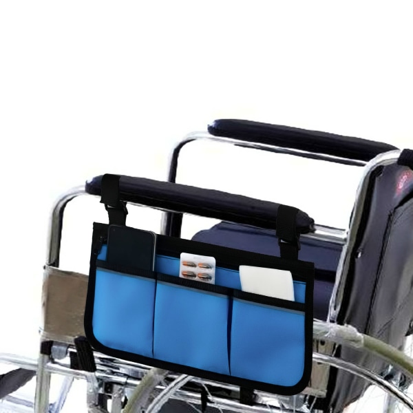2 kpl Pyörätuolilaukun organizer käsinojan säilytystasku mukinpidikkeellä ja heijastinraidalla Käytä vedenpitävää kangasta useimpiin pyörätuoleihin,