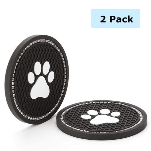 2-Pack Dog Paw Interior Accessories PVC Diamond Cup Pad for Car Cup Mat, Water Cup Mat