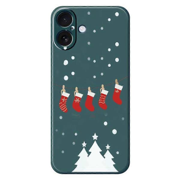 Cover til iPhone 17 Julestrømper Mønstertryk Lige Kant TPU Telefon Bagside Grøn