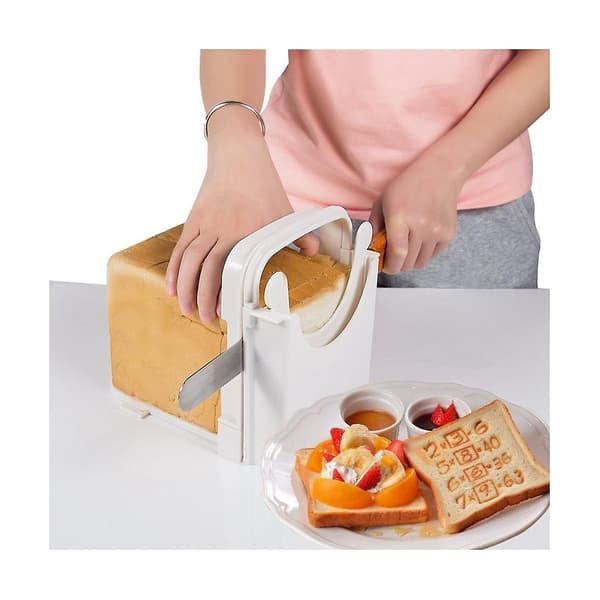 Bread Slicer, Foldable Toaster Slicer Sandwich Slicing Machine - Fast and Safe Evenly Sliced