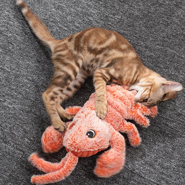 Electric Simulation Plush Lobster Interactive Cat Toy, For Indoor Cats, Small Dogs