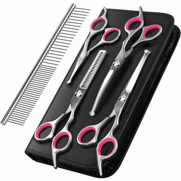 Pet Grooming Scissors, 5-Pack Titanium Coated Stainless Steel Pet Tools