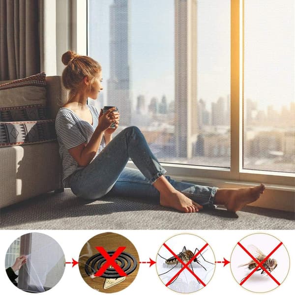 Mosquito Net Window, 3 Pcs Mosquito Net Roll Insect Mosquitoes, Protective Net Mesh Window Curtain Standard Screen for Window 150 X 200cm White