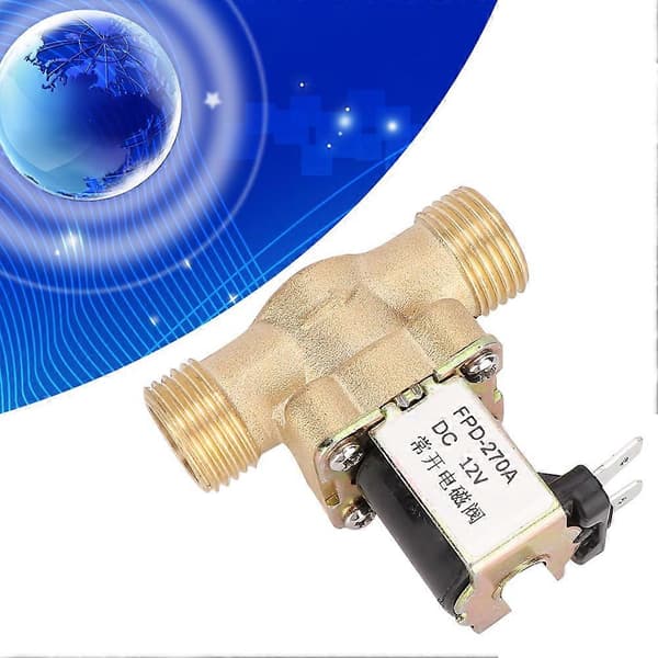 G1/2\" Normalt Åben Messing Magnetventil Elektromagnetisk Ventil Vandindløbskontakt (DC12V)
