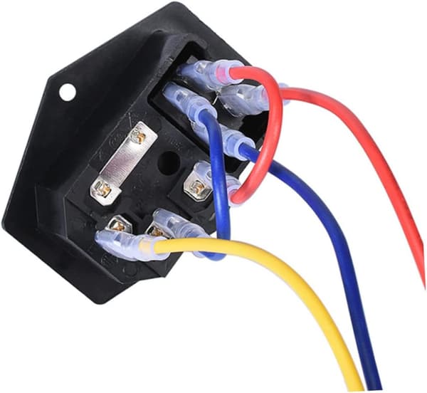 15A Power Socket Rocker Switch Module with Fuse for Printer Black Socket with Power Cable and Safety