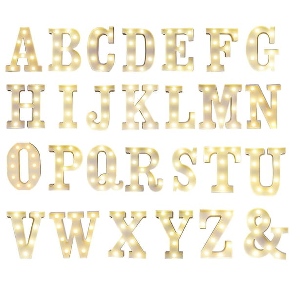 Alphabet LED Lights Standing Letters Sign with Bulbs Night Light Warm White Constant Light Eff