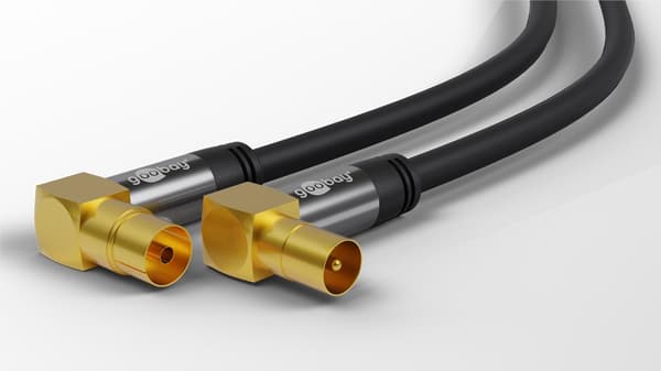 TV-antennekabel (135 dB), 4x skjermet Svart
