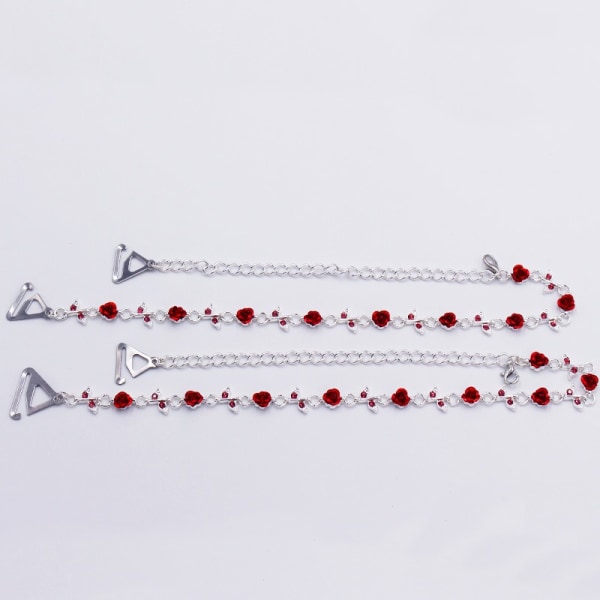 1 STK (røde roser på begge skuldre) par justerbare usynlige skridsikre bh-stropper til bh