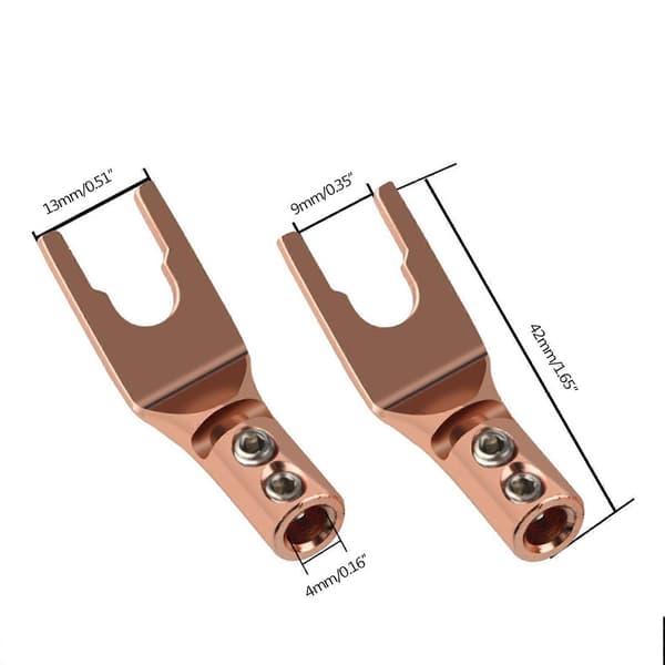 Speaker Cable Spade Connector Copper/Rhodium Plated Plug Audio Jack Connector Y Plug Spade Connector for DIY Speaker Cable