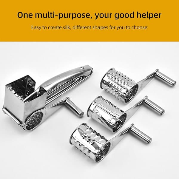 Manual Cheese Grater with Razor-Sharp Blades and Ergonomic Handle for Perfect Grating Results - Easy to Use and Clean Silver D D D