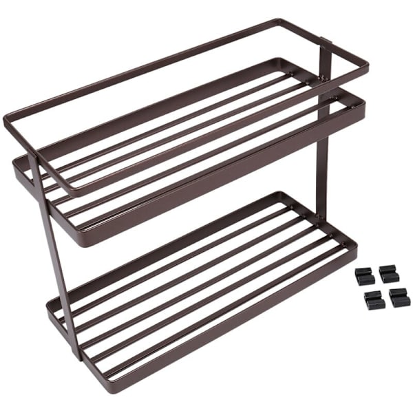 Kitchen Bathroom Wall Mounted 2 Tier Storage Organizer Storage Shelf Art Wall Shelf Multi-layer Spice Rack