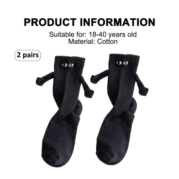 2 par sokker med holdende hænder til par - magnetisk sjov (sort) black
