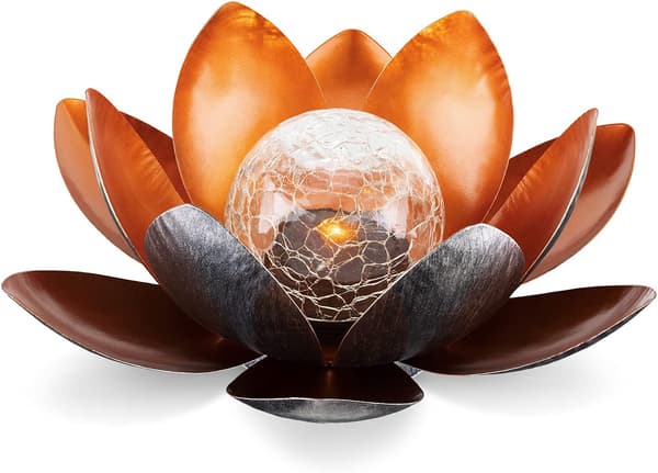 Lotus sollampa, Ø 27 cm, höjd 12 cm, metall, (bärnsten)