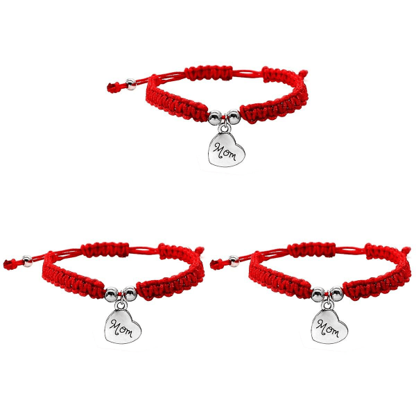 6 st mors dag vävt rött rep armband Vackert dekor armband för kvinna dam kvinnlig mor (s 6 pcs