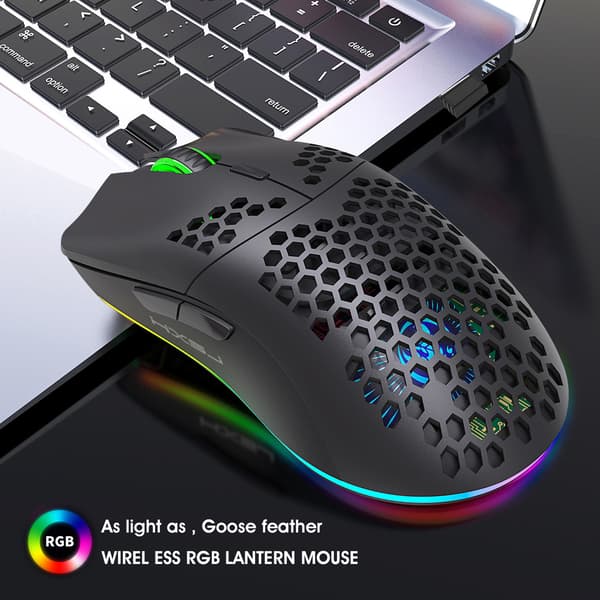 Trådløs mus, RGB-lys mus hull makroprogrammeringsspill