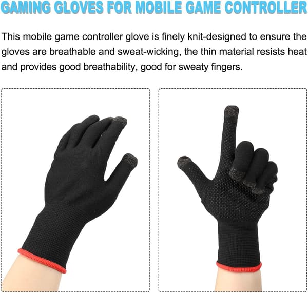 Gaminghandsker Mobil Spilcontroller Handske Anti-sved Åndbar Meget Følsom Touchscreen Handsker, Sort/Rød til Spil, 1 Sæt size_name 12" x 1"