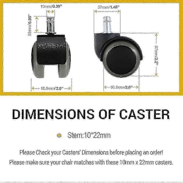 Replacement Wheels for IKEA Office Chairs 5-pack 10mm x 22mm Quiet Rolling Caster Set Universal Heavy Duty Casters