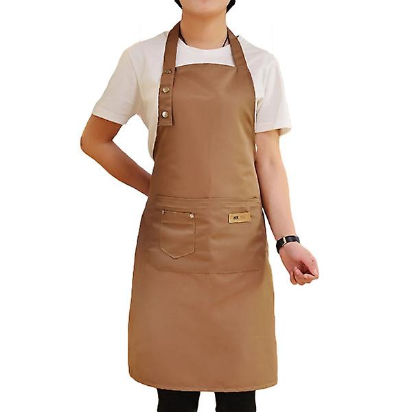 Ensfarvet bomuldsforklæde over tøj Vandtæt bundmaling Justerbart køkkenforklæde (kaffe)Kaffe67,5X0,5X74,5cm Coffee 67.5X0.5X74.5cm
