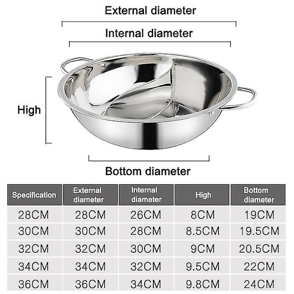 Rostfritt Stål Hotpot Induktionsspis Gasspis Kompatibel Gryta Hemkök 34cm34cm 34cm