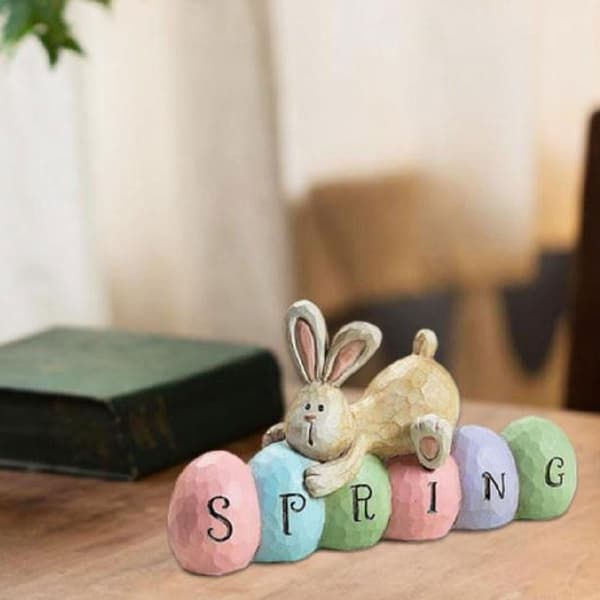 Rabbit Shaped Table Decoration, Happy Easter Bunny Egg Table Decoration, Cute Spring Rabbit Statue Centerpiece, Party Home Holiday Decoration.