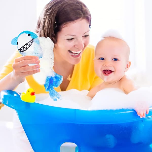 Badluffor Djursvamp för bad, Luffapuff Kroppsskrubbare Nätssvampar för barn, och Dusch Barn Mild Exfoliering -
