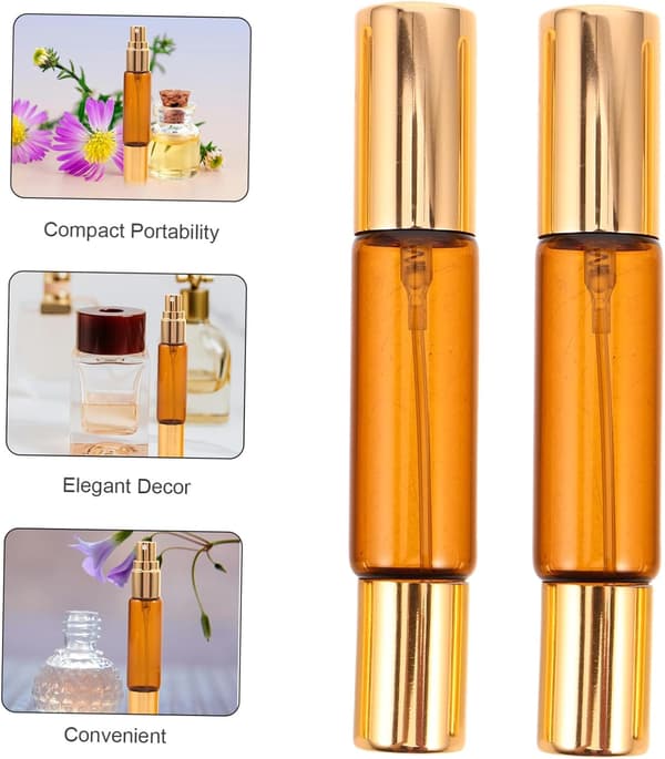 8-pakning doble påfyllbare glassrulleflasker, 10 ml reisesett