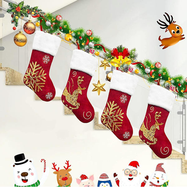 Julstrumpa Presentpåse Elk Flanell Broderad Julstrumpa Julgåva Julhänge #1 #1