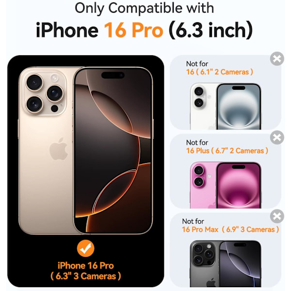 Magnetiskt skal för iPhone 16 Pro Max med fullständigt kameraskydd [MagSafe-kompatibelt] [Transparent matt] Skyddande mobilskal, Lila Clea Clea Clear iPhone 16 Pro