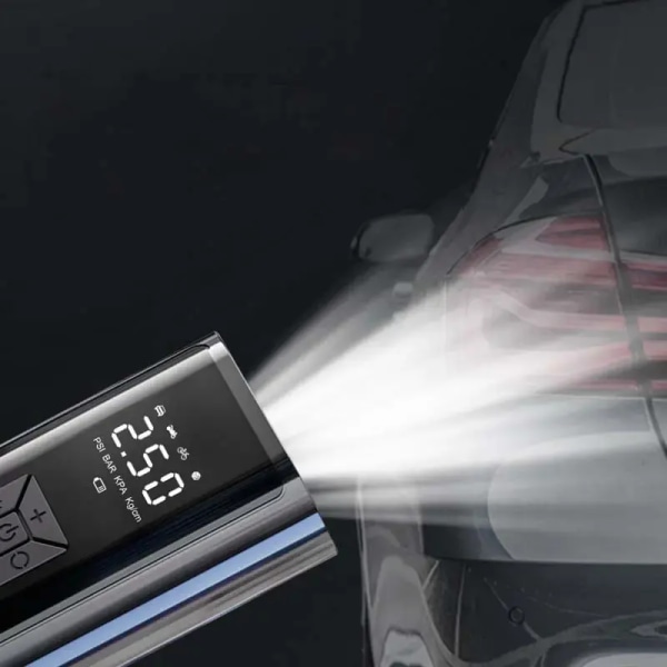 Däckpump Bärbar luftkompressor Mini Uppladdningsbar med tryckmätare LED-ljus Bärbar Elektrisk Digital Pump Lågt ljud för Bil Cykel Motorc