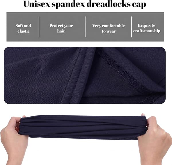 Dreads Cap, Loc Sock Dreadlock Caps for Men Women Marineblå