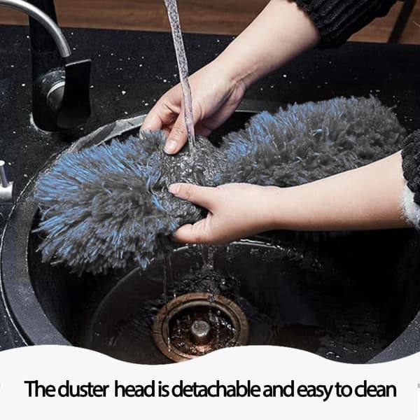 Cobweb Duster with Extendable Pole 15-100 inch Microfiber Cleaning Kit 2 Heads for Ceiling Fans Blinds Grey grey