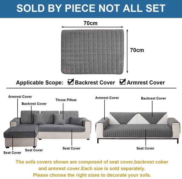 1. Myk Flanell Sofatrekk Vaskbart - Nye Sofapute Trekk, Sklisikkert Sofatrekk 1 2 3 Seter Sofatrekk (Grå, 70x180cm) 70*180cm 70*180cm