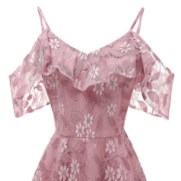 Formell klänning för damer, bröllopsfest, spetsklänning ROSA M PINK PINK M