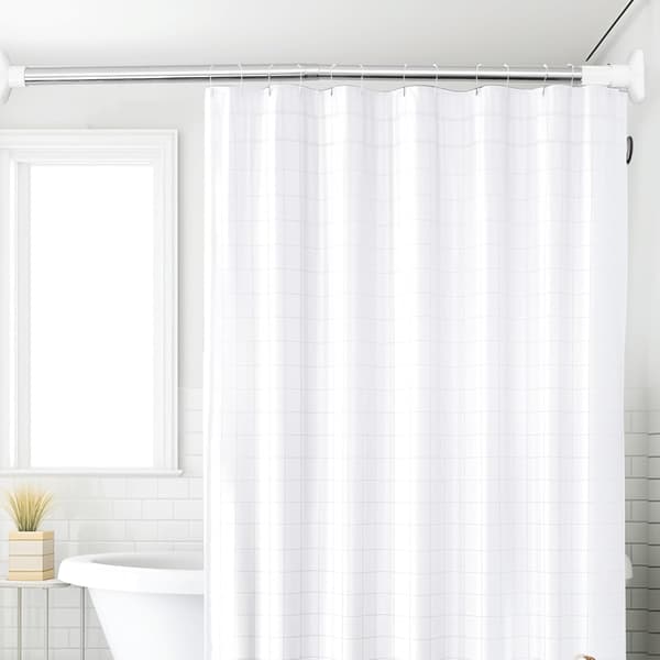 Justerbar 50cm-80cm Spændestang Gardinstang Rustfrit Stål Ingen Boring Elegant Hvid Bruseforhængsstang