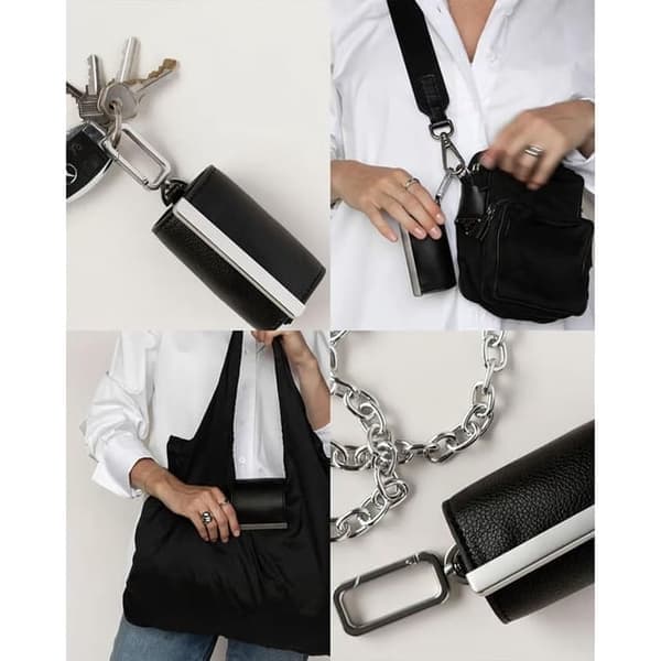 Foldable Keychain Bag - Compact Expandable Vegan Leather Shopping Bag