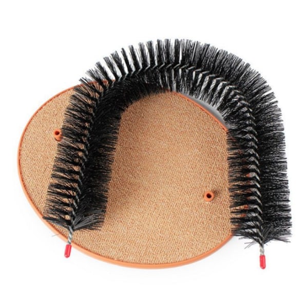 Cat Self-Groomer - Bristle Ring Brush Cat Arch with Carpeted Base, Back Scratcher and Massager for Controlling Shedding and Claws