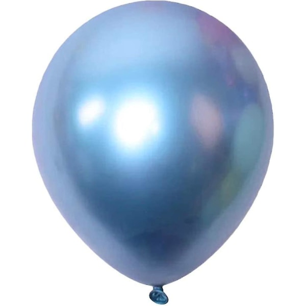 Latexballonger, Latexballonger för dekoration, Förpackning med 50 metalliska dekorationsballonger för fest, födelsedag, årsdag och mer (metallisk blå)