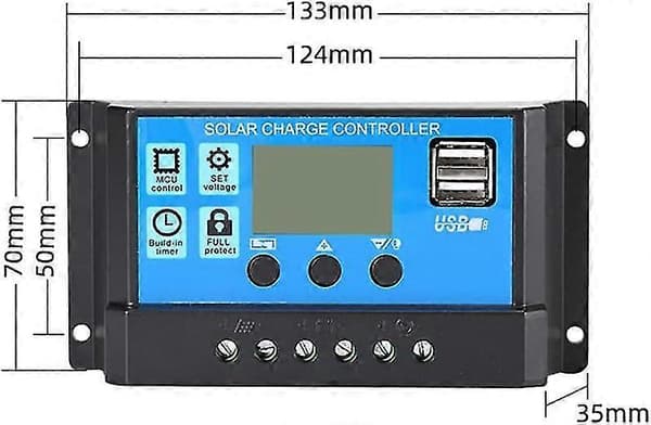30A Solcelleladningsregulator, 12V/24V Solpanel Ladningsregulator, Timerindstilling PWM Auto Parameter - q37/YY