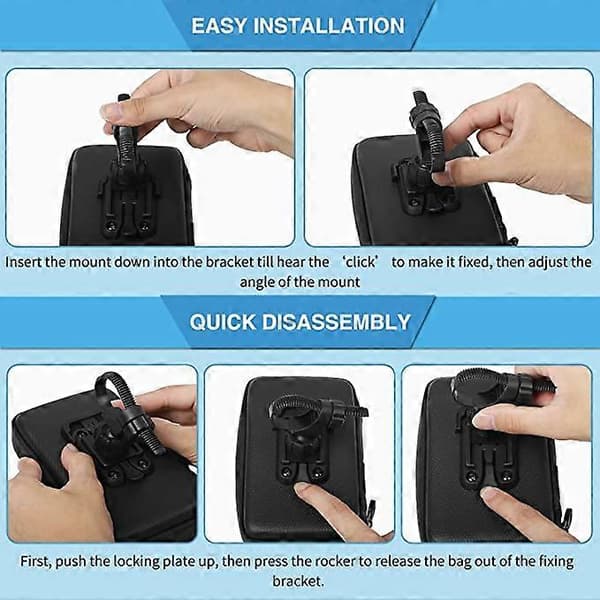 Waterproof Bicycle Handlebar Bag for Touchscreen Phone - C-Mount - Soft Bottom - Black Red - 6.5 inches (Single Pack)
