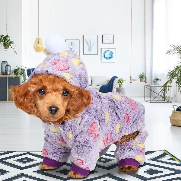 Kæledyr Flanell Jumpsuit Pyjamas til Hunde Katte - Vinter Varme Poteprint Størrelser