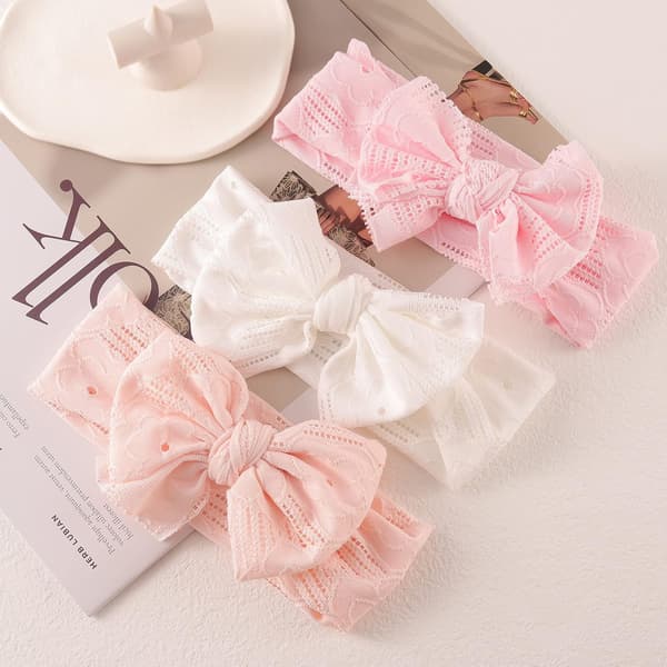 Baby piger nylon pandebånd med blød elastisk sløjfe
