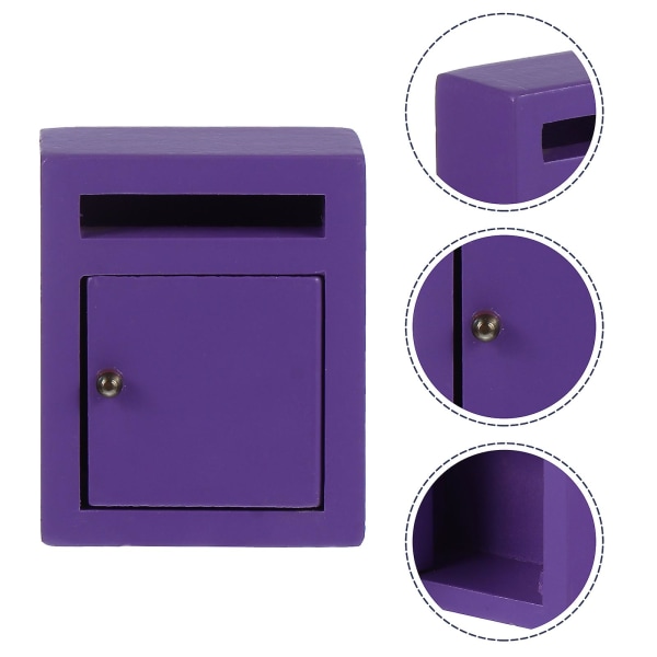 Mini House Simulering Vintage brevlåda Miniatyr leksak Mini trämöbler Lila5X4cm Purple 5X4cm
