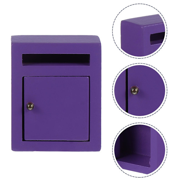 Miniatyyri-talo Simulaatio Vintage Postilaatikko Miniatyyrilelu Mini Puinen Kaluste Violetti 5X4cm Purple 5X4cm