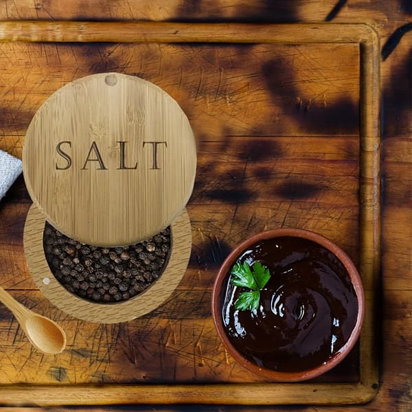 Salt Cellar with Spoon, Magnetic Swivel Lid, Kitchen Salt Shaker, Spice Container, Dining Table Gift