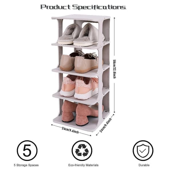 Narrow Shoe Rack 4-Tier Large Capacity Shoe Cabinet (White) [LGL]