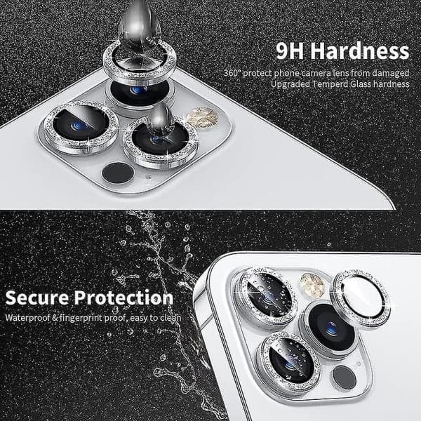 Lens Protector for iPhone 14Pro Max/14Pro Camera Lens Protector Glass Film Diamond Silver (2 pcs)