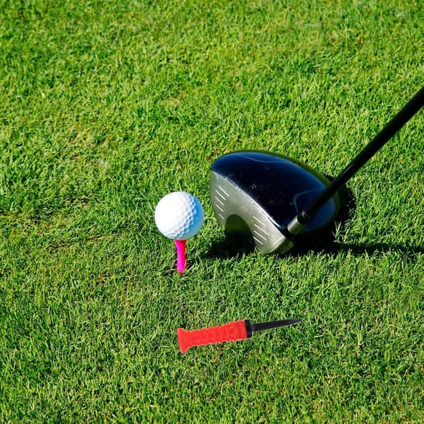 4 stk. elastiske golftees til driving range-træningsmåtter, fleksible bløde gummi-golftees i orange og rød