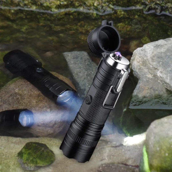 Taktisk overlevelsesudstyr Vandreture To stykker campinglighter, udendørs vandtæt elektrisk lighter, dual Arc USB lighter,
