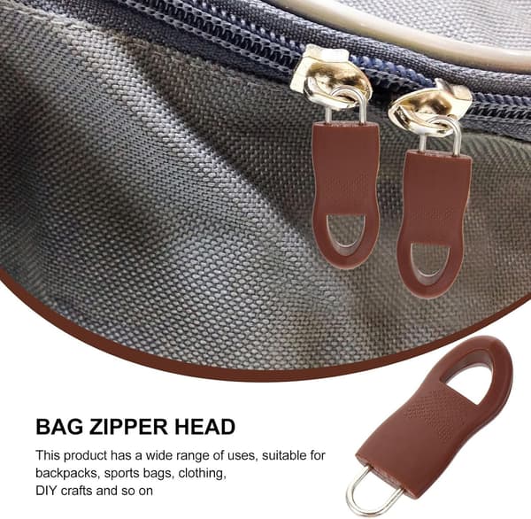 Removable Zipper Pulls Repair Handle 10 Pcs Brown DIY Bag Accessories